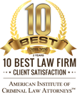 10 Best Law Firm | Client Satisfaction | 2019-2020 | American Institute of Criminal Law Attorneys